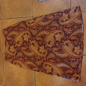 90's autumn paisly midi A-line skirt